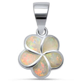 Sterling Silver White Opal Flower Pendant