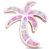 Sterling Silver Rose Gold Plated Pink Opal Palm Tree Pendant