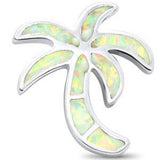 Sterling Silver White Opal Palm Tree Pendant