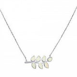 Sterling Silver White Opal Leaf Design Necklace