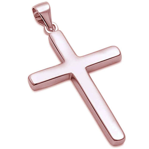 Sterling Silver Rose Gold Plated Plain Cross Pendant