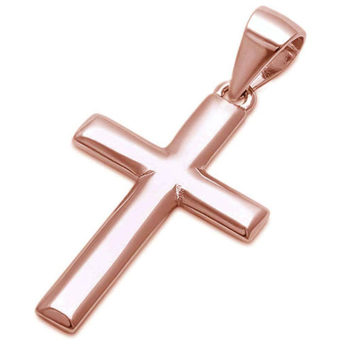 Sterling Silver Plain Rose Gold Plated Cross PendantAnd Length 28mm