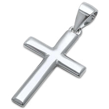 Load image into Gallery viewer, Sterling Silver Plain Round Cross Pendant, 1 inch including Bail, .5 inches in Width