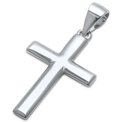 Sterling Silver Plain Round Cross Pendant, 1 inch including Bail, .5 inches in Width