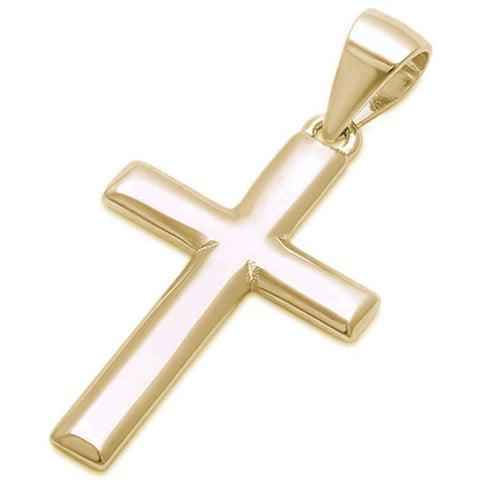 Sterling Silver Plain Yellow Gold Plated Cross Pendant And Length 28mm