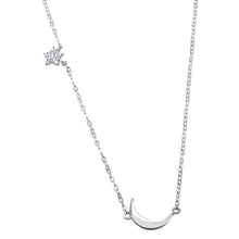 Load image into Gallery viewer, Sterling Silver Star Moon Celestial Trendy .925 NecklacesAnd Length 16inches+2inches