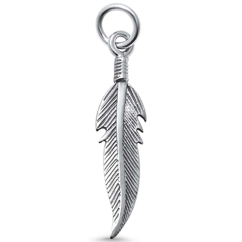Sterling Silver Plain Feather Design .925 PendantAnd Width 28mm