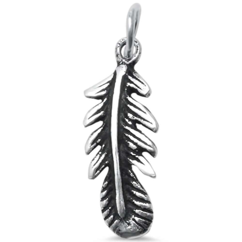 Sterling Silver Plain Feather Leaf .925 Charm PendantAnd Length 0.75inches