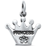Sterling Silver Trendy Plain Princess Crown .925 Charm PendantAnd Length 0.5inches