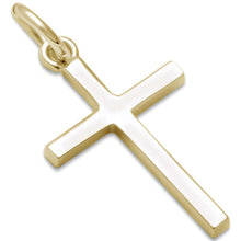 Load image into Gallery viewer, Sterling Silver Yellow Gold Plated Small Plain Cross Pendant