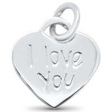 Sterling Silver Plain I love you Heart Design Charm Pendant