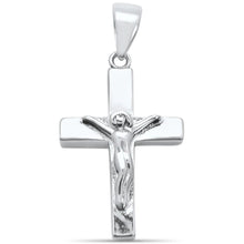 Load image into Gallery viewer, Sterling Silver Plain Jesus Crucifix Cross Charm Pendant