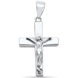 Sterling Silver Plain Jesus Crucifix Cross Charm Pendant