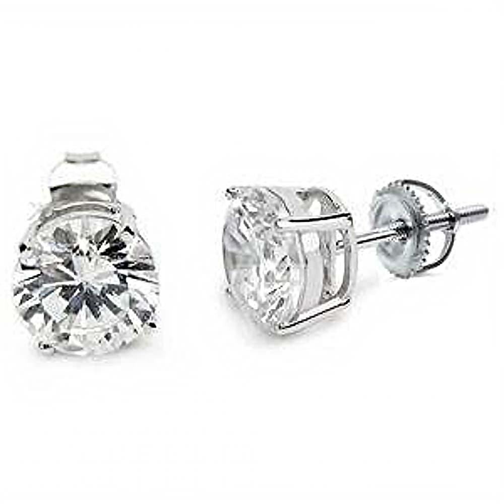 Sterling Silver Round .925 Screw Back Stud Earring