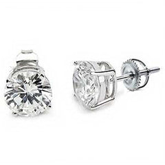Sterling Silver Round Screw Back Stud Earring