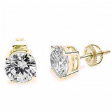 Sterling Silver Round Yellow Gold Plated Screw Back Stud Earrings