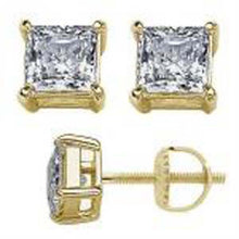 Load image into Gallery viewer, Sterling Silver Yellow Gold Plated Casting Square Screw Back Stud Earrings