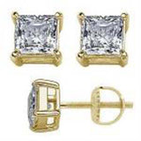 Sterling Silver Yellow Gold Plated Casting Square Screw Back Stud Earrings