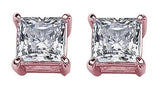 Sterling Silver Rose Gold Plated Square Casting Studs Earring