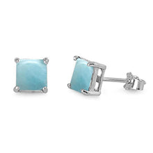 Load image into Gallery viewer, Sterling Silver Square Larimar Casting Stud Earrings