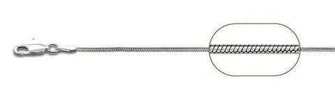 Sterling Silver 025-0.8MM Rhodium Plated Square Snake Chain