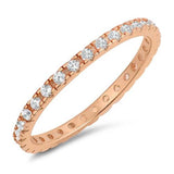 Sterling Sliver Rose Gold White CZ Eternity Band