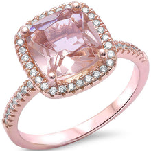 Load image into Gallery viewer, Sterling Silver Morganite Silver Cushion Cut Morganite And CZ RingAnd Width 12mm