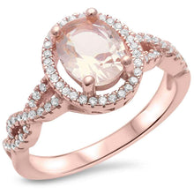 Load image into Gallery viewer, Sterling Silver Morganite Silver Rose Gold Plated Morganite And Cubic Zirconia RingAnd Width 12.5mm