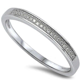 Sterling Silver Micro pave Cubic Zirconia Band RingAnd Width 3mm