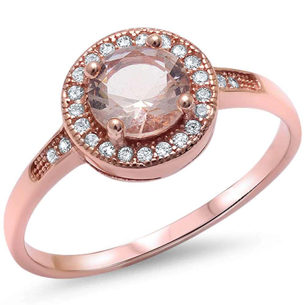 Sterling Silver Halo Morganite And CZ Engagement RingAnd Width 9mm