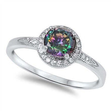 Load image into Gallery viewer, Sterling Silver Halo Rainbow Cz &amp; White Cz  Ring
