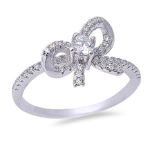 Load image into Gallery viewer, Sterling Silver Cubic Zirconia Solitaire Ribbon RingAnd Width 14mm