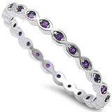 Sterling Silver Amethyst Eternity BandAndWidth 2mm