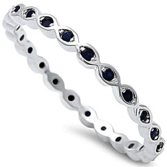 Sterling Silver Black Onyx Eternity Band Ring