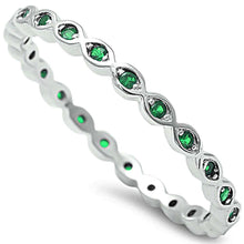 Load image into Gallery viewer, Sterling Silver Green Emerald Eternity BandAndWidth 2mm