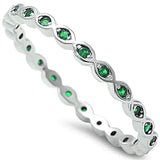 Sterling Silver Green Emerald Eternity BandAndWidth 2mm