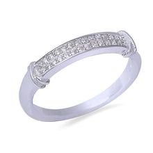 Load image into Gallery viewer, Sterling Silver Micro Pave Cubic Zirconia RingAnd Width 4mm