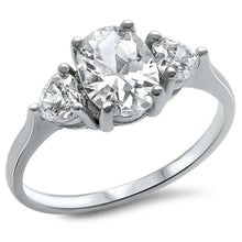 Load image into Gallery viewer, Sterling Silver Oval And Heart Shape Cz Ring