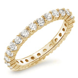 Sterling Silver Yellow Gold Plated Cubic Zirconia Eternity Anniversary Band Ring