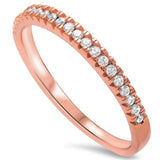 Sterling Silver Rose Gold Plated Cz Engangemt Band