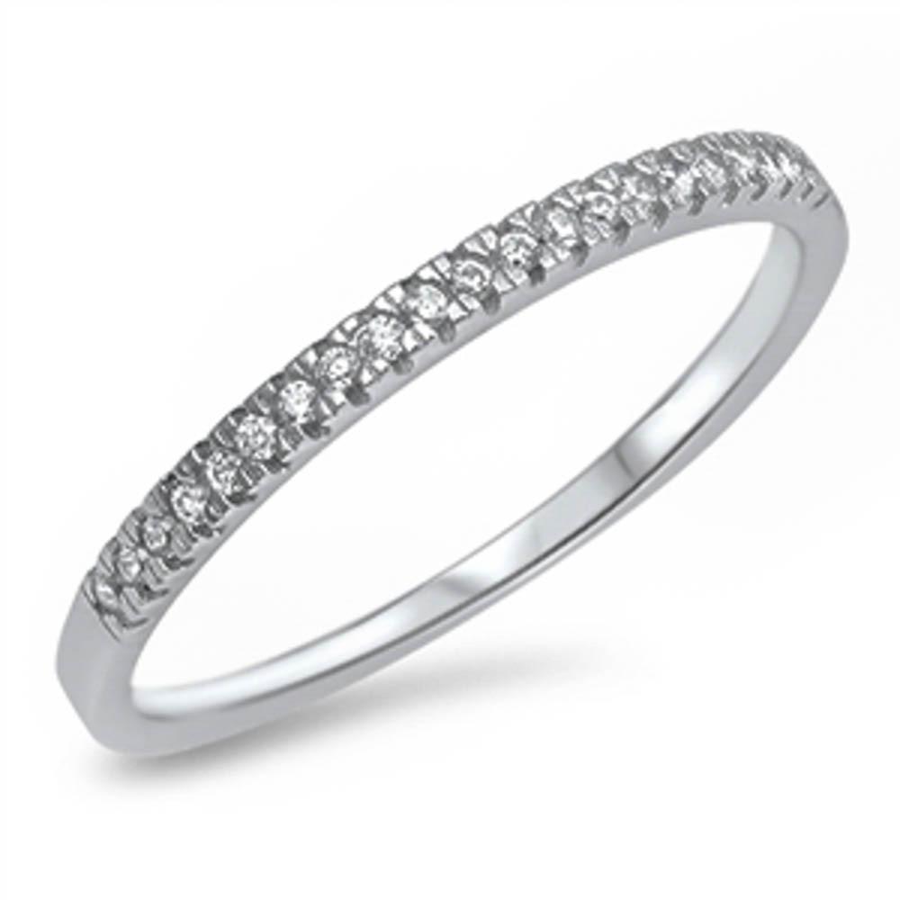 Sterling Silver Silver Plated Cz Engagement Band