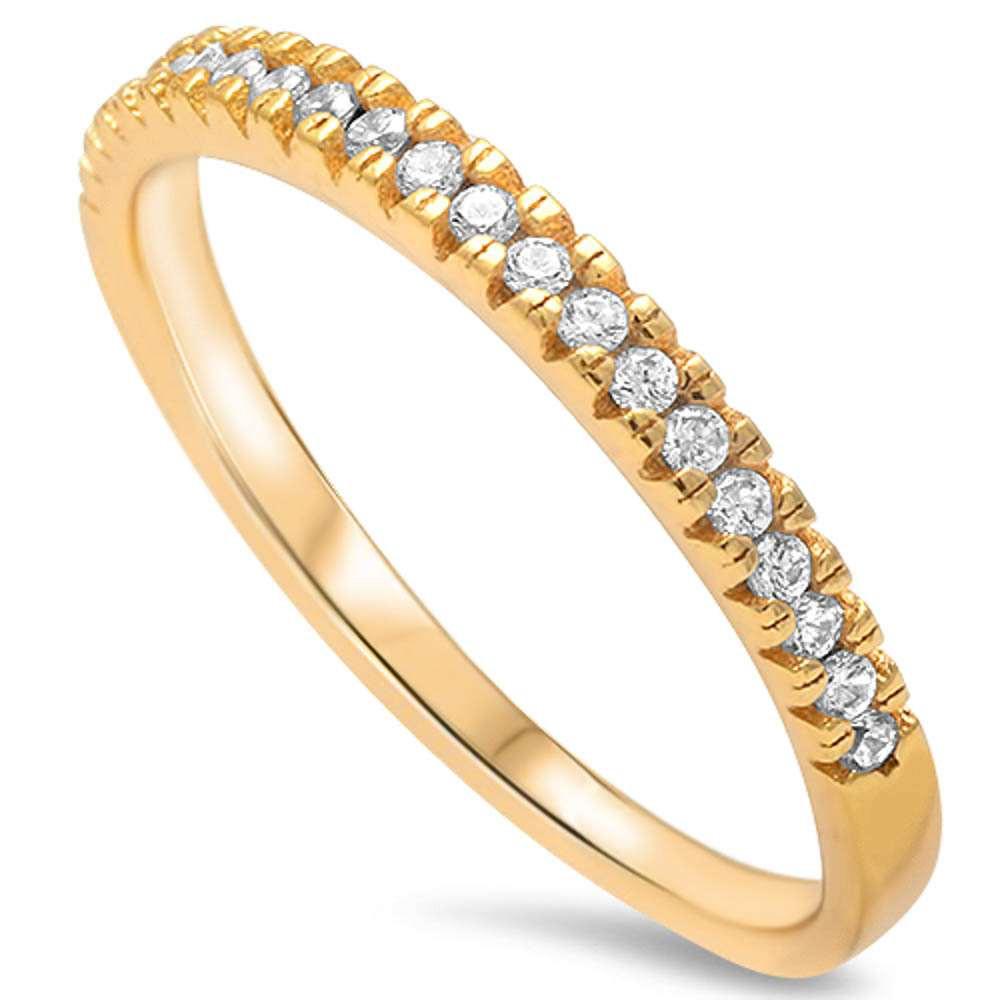 Sterling Silver Yellow Gold Plated Cz Engagement Band