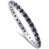 Sterling Silver Black Onyx Eternity Band Ring with CZ StonesAndWidth 2mm