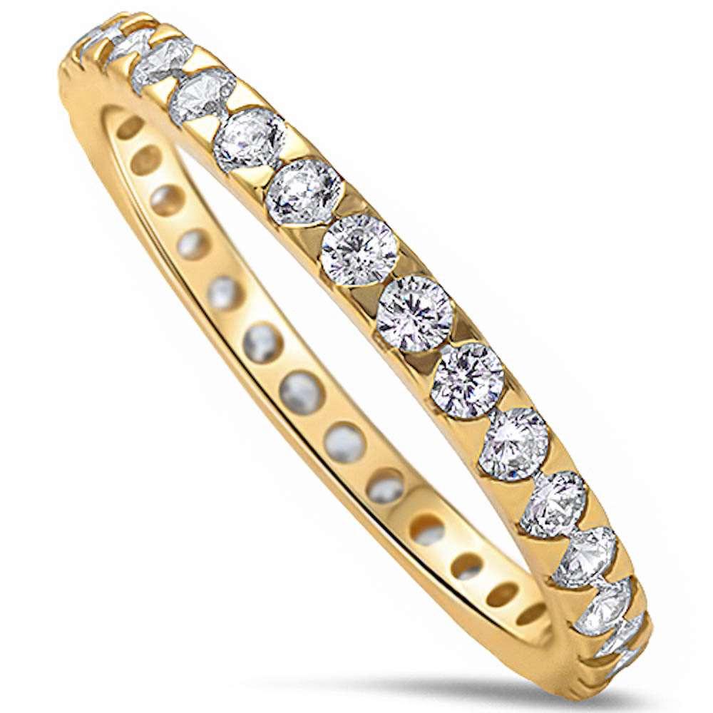 Sterling Silver Yellow Gold Plated Eternity Band AndWidth 2mm