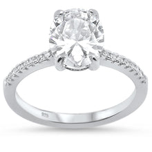 Load image into Gallery viewer, Sterling Silver Oval Cut Fine CZ Engagement Ring