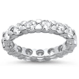 Sterling Silver Round Cubic Zirconia Eternity Band Ring