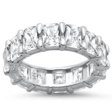 Load image into Gallery viewer, Sterling Silver Radiant Cut Cubic Zirconia Eternity Band Ring
