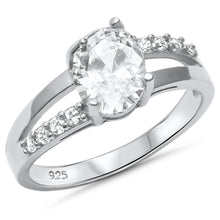 Load image into Gallery viewer, Sterling Silver New Oval Shape Cubic Circonia Ring with CZ Stones