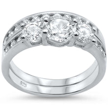Load image into Gallery viewer, Sterling Silver 2CT Round CZ Three Stone Ring