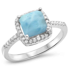Load image into Gallery viewer, Sterling Silver Cushion Cut Natural Larimar Ring
